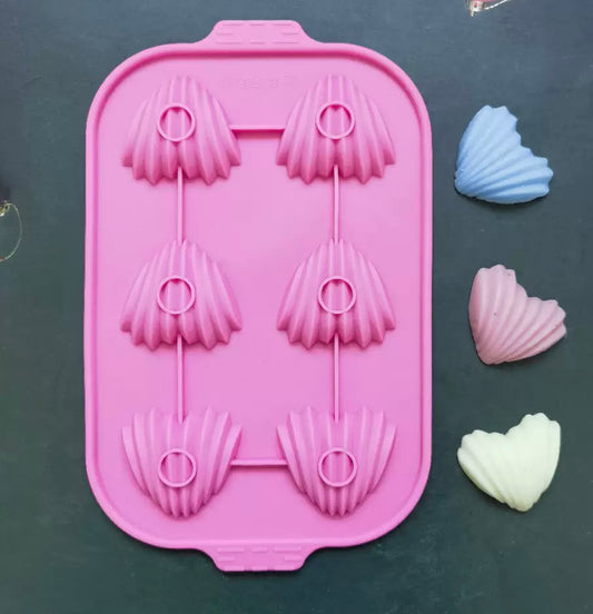 6-pleat heart chocolate silicone mould 