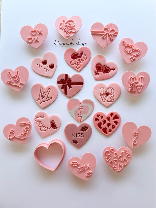 11 piece valentine cutter and stamp set