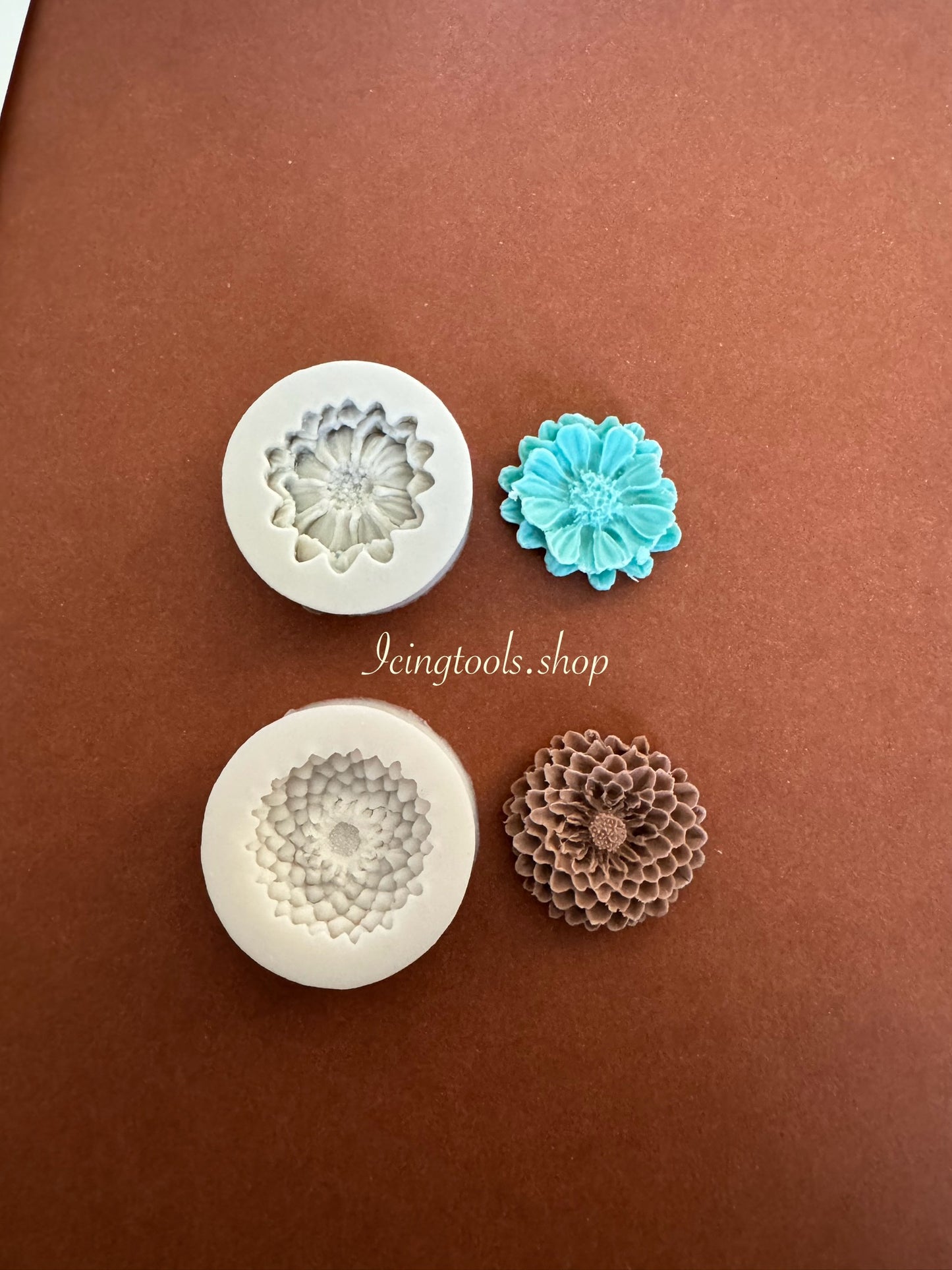 2piece flower brooch silicone mould