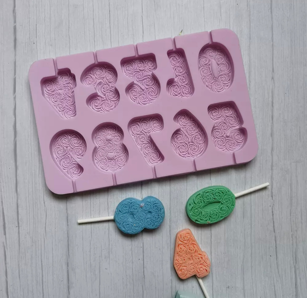 Rose numbers chocolate mould / cake pop mould / cake popsicles mould.