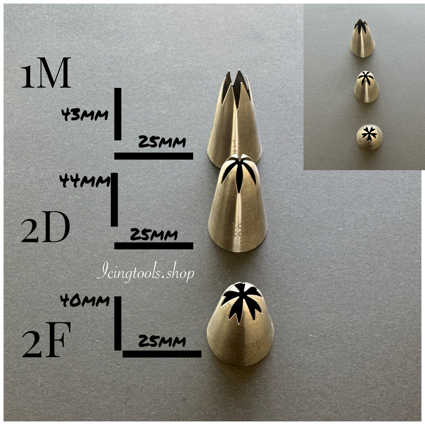 3-piece large star tip nozzle set ( the set includes 1M + 2D + 2F )