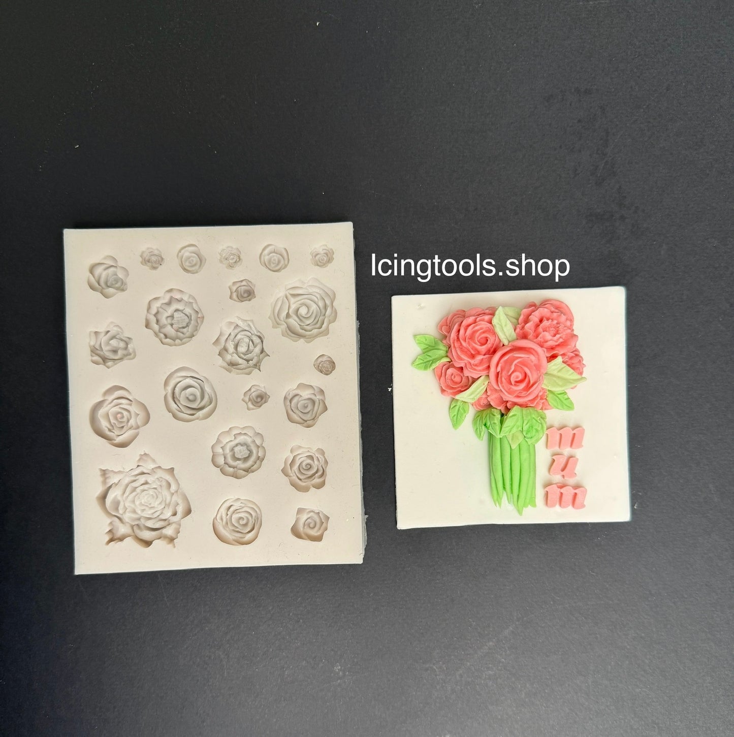 21 rose and peonies fondant silicone mould